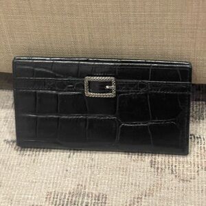 Brighton Blue Leather Crocodile Print Large Wallet Organizer